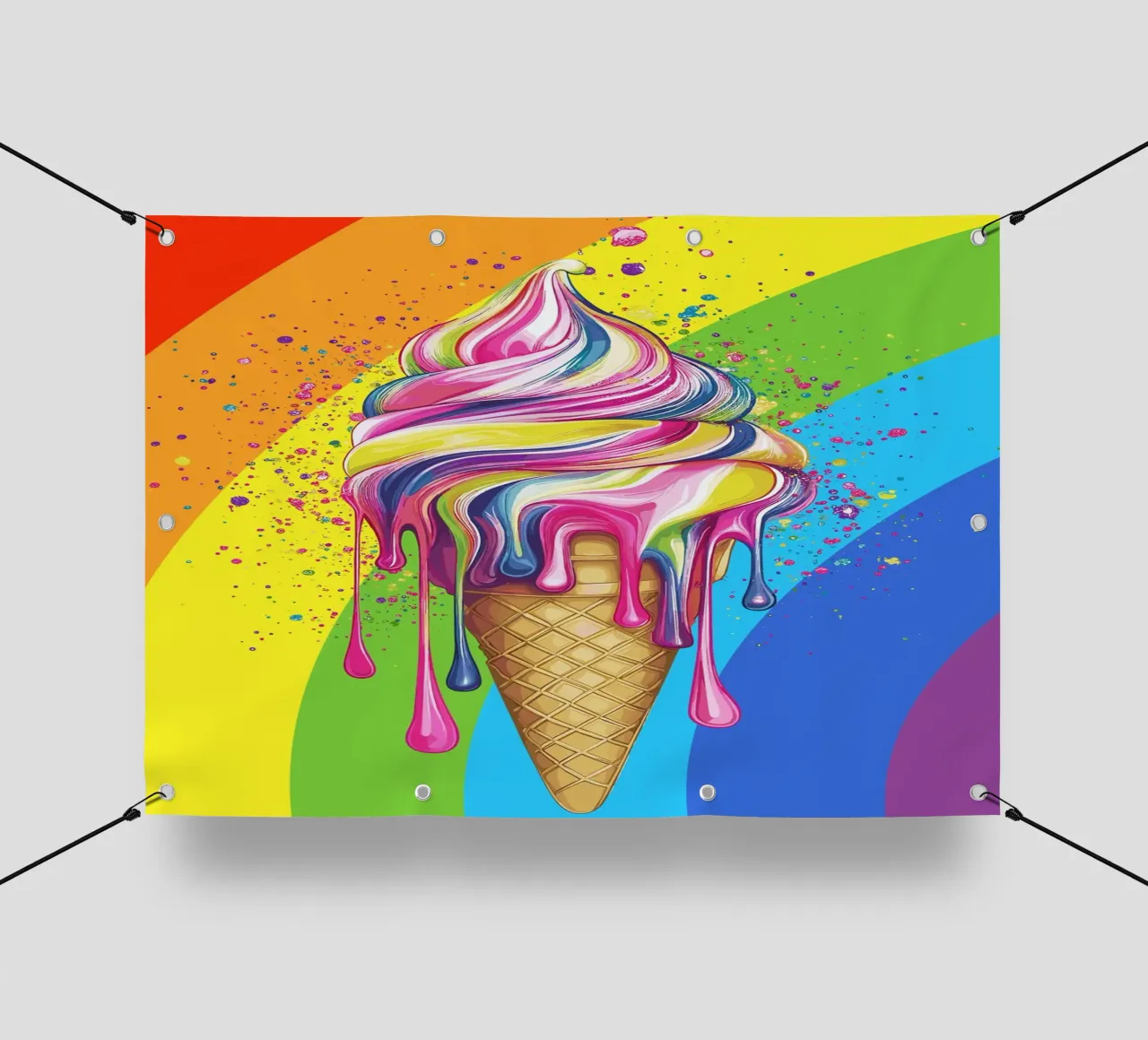 Gelato colorato con i colori dell'arcobaleno telo in pvc da pixelbull - medieval art and more