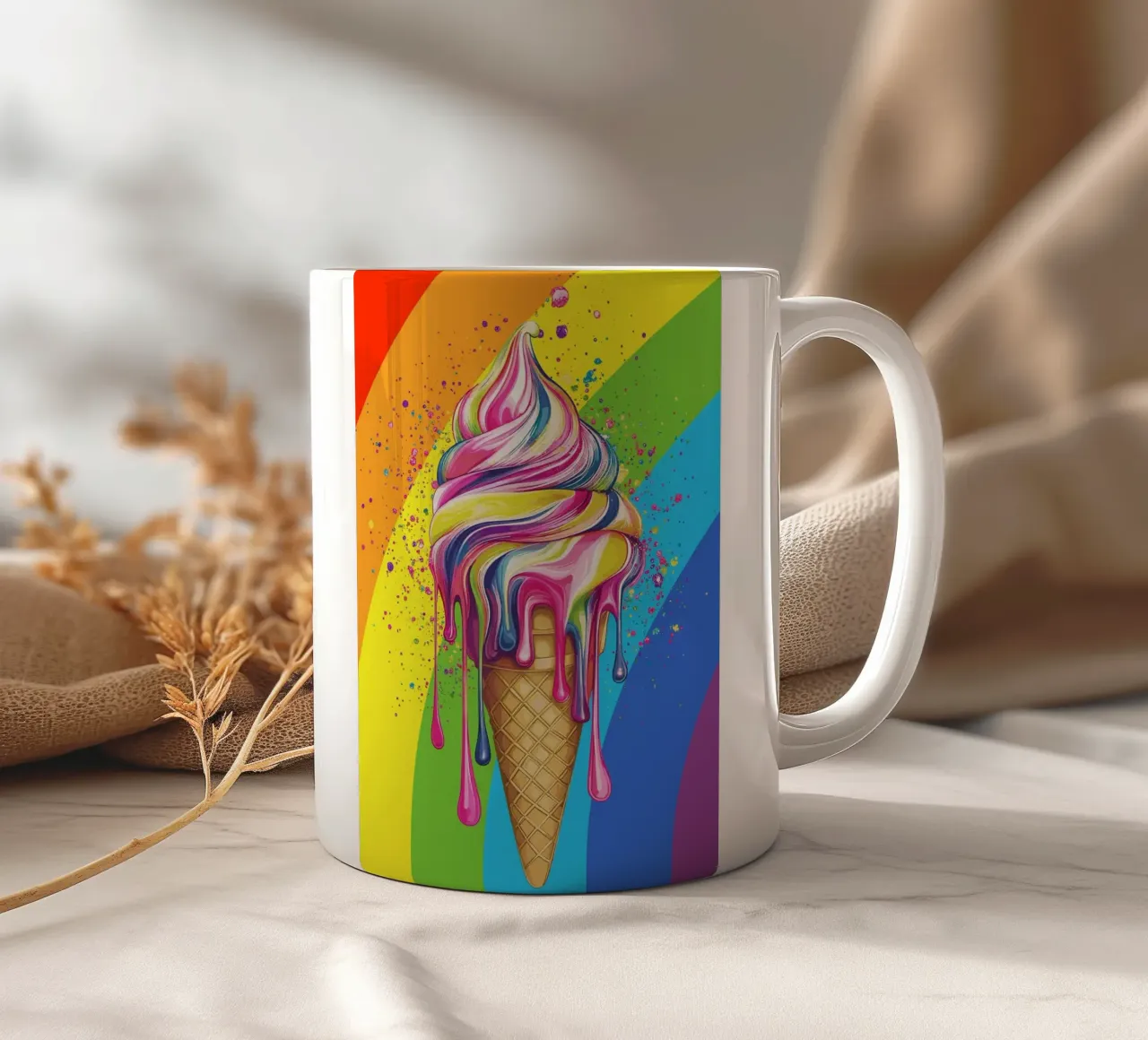 Gelato colorato con i colori dell'arcobaleno tazza in ceramica da pixelbull - medieval art and more