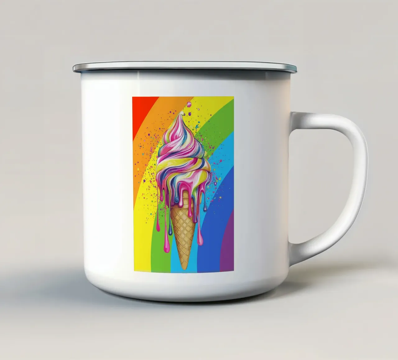 Gelato colorato con i colori dell'arcobaleno tazza in smalto da pixelbull - medieval art and more