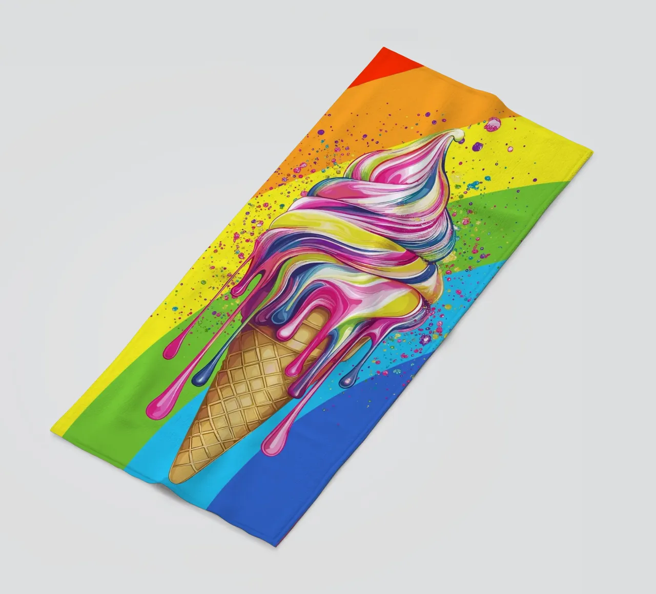 Gelato colorato con i colori dell'arcobaleno telo mare da pixelbull - medieval art and more