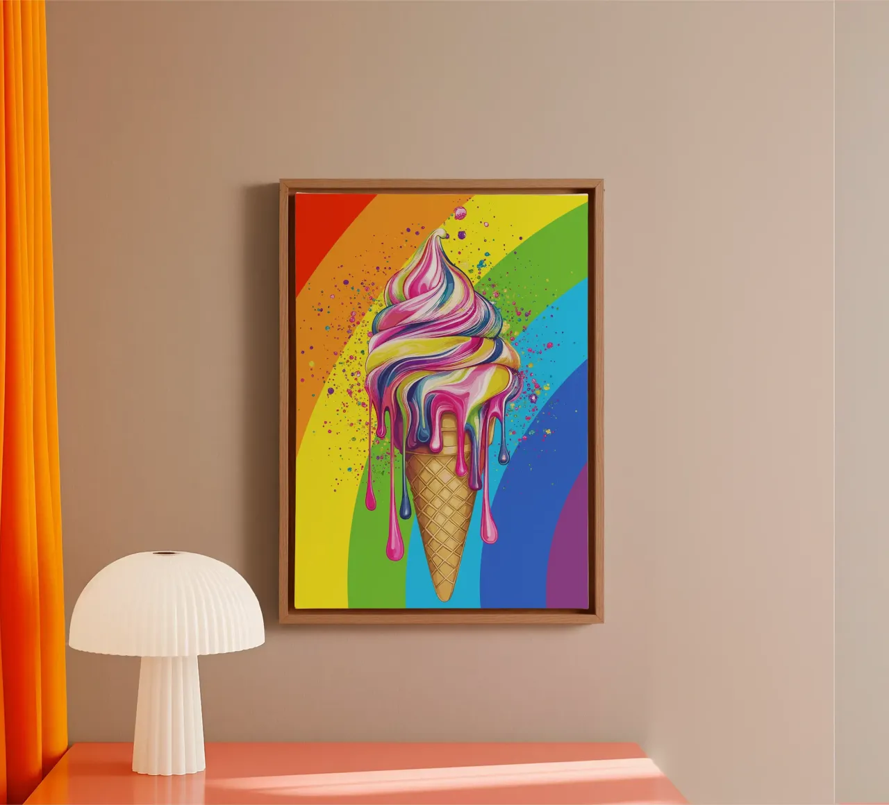 Gelato colorato con i colori dell'arcobaleno tela con Cornice a cassetta da pixelbull - medieval art and more