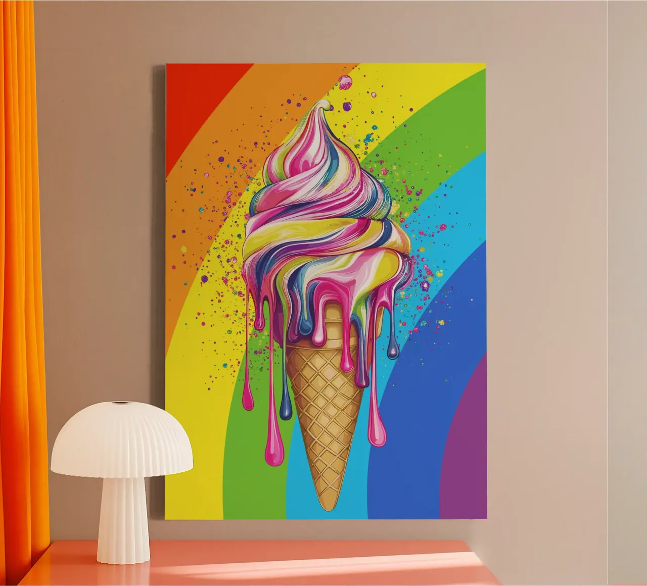 Gelato colorato con i colori dell'arcobaleno tela con Cornice a cassetta da pixelbull - medieval art and more