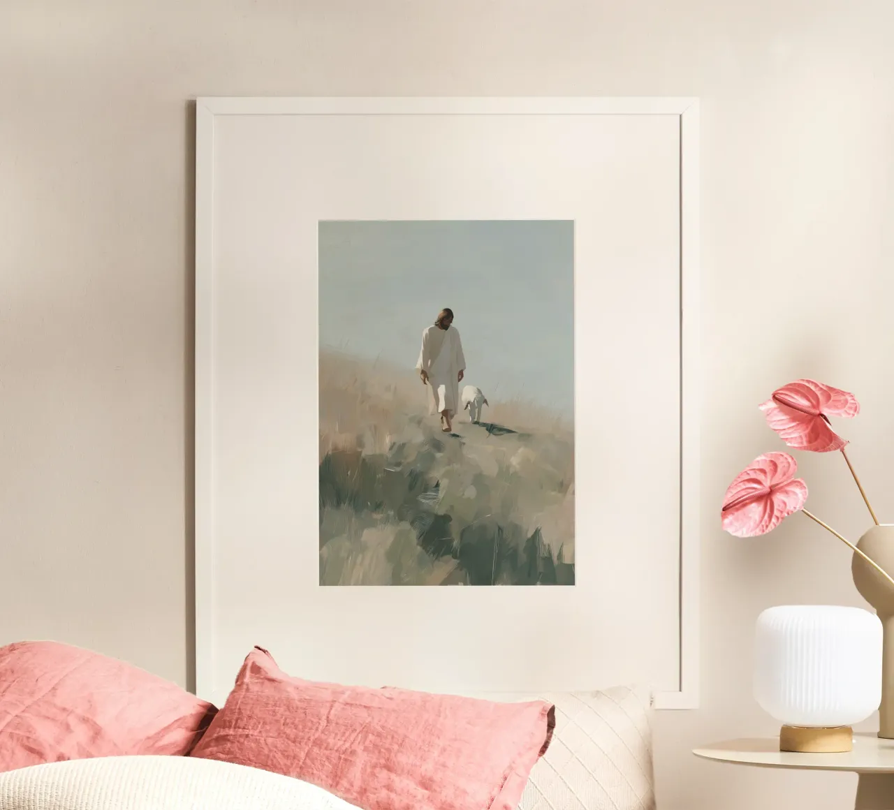 Gesù e l'agnello, Il buon pastore, Arte moderna poster da vintagepod