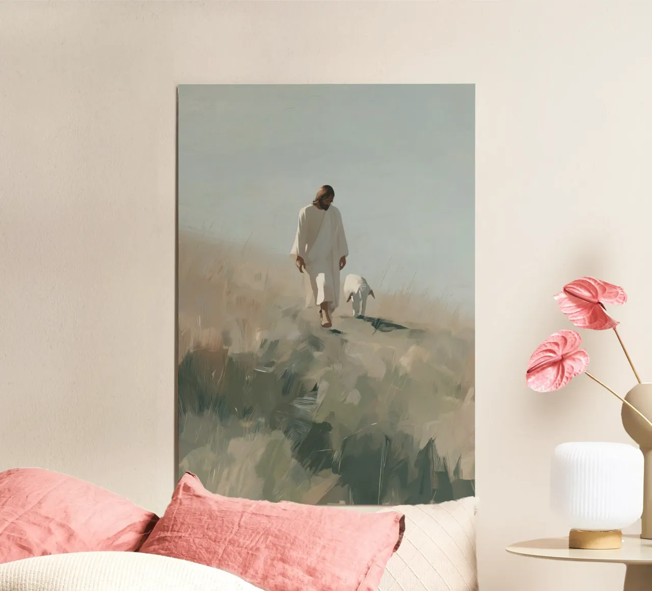 Gesù e l'agnello, Il buon pastore, Arte moderna poster da vintagepod