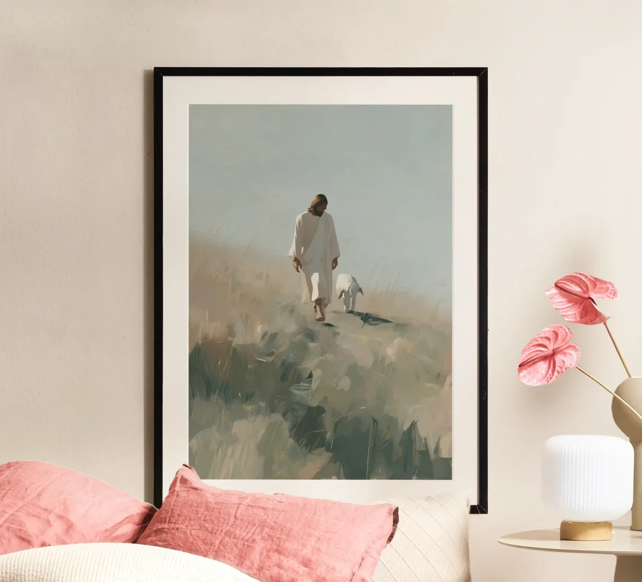 Gesù e l'agnello, Il buon pastore, Arte moderna poster da vintagepod