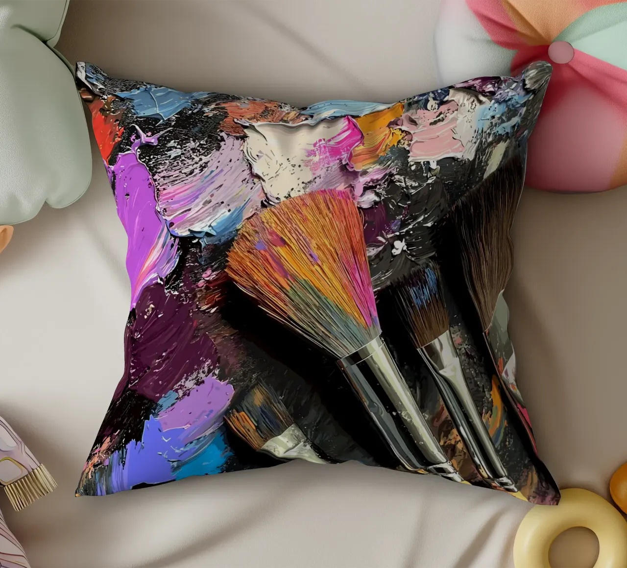 Tavolozza dei colori a pennello cuscino da pixelbull - medieval art and more