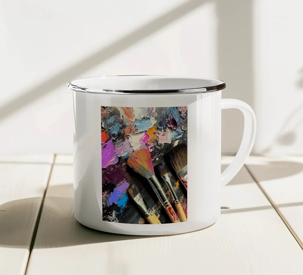 Tavolozza dei colori a pennello tazza in smalto da pixelbull - medieval art and more
