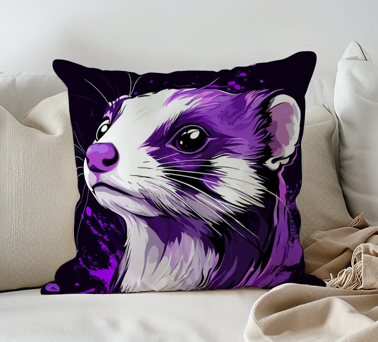 Furetti viola in stile urban splash cuscino da pixelbull - medieval art and more