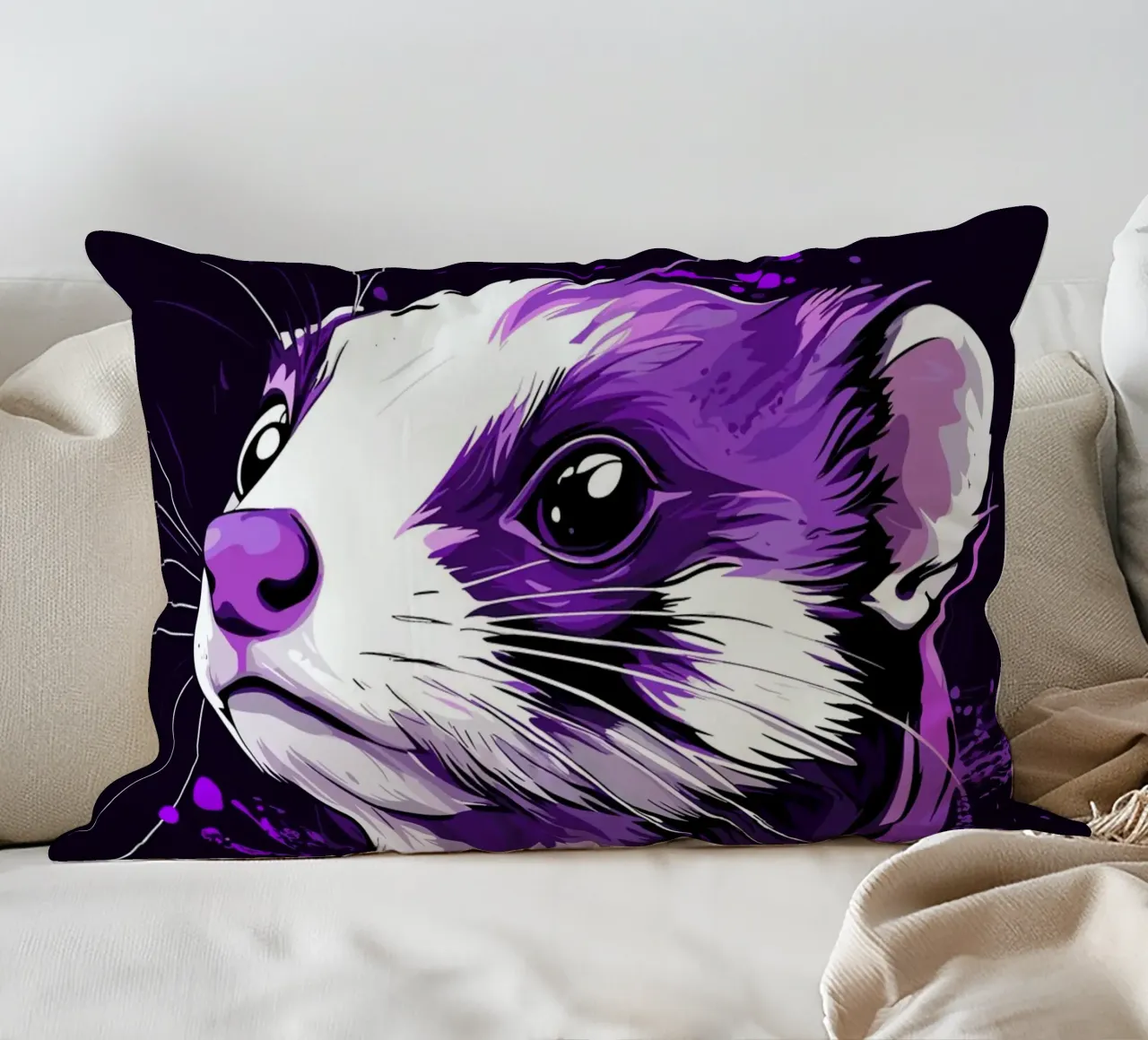 Furetti viola in stile urban splash cuscino da pixelbull - medieval art and more