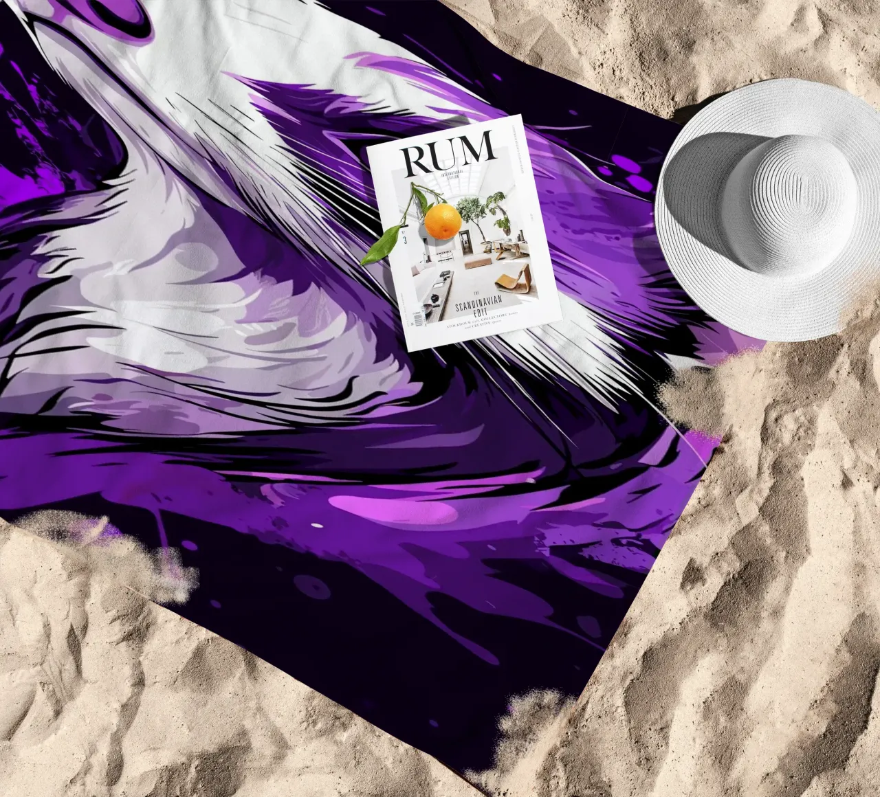 Furetti viola in stile urban splash telo mare da pixelbull - medieval art and more