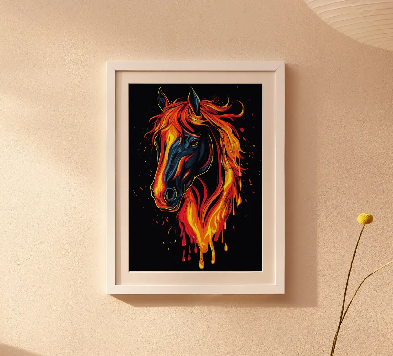 Cavallo focoso con criniera fiammeggiante poster da pixelbull - medieval art and more