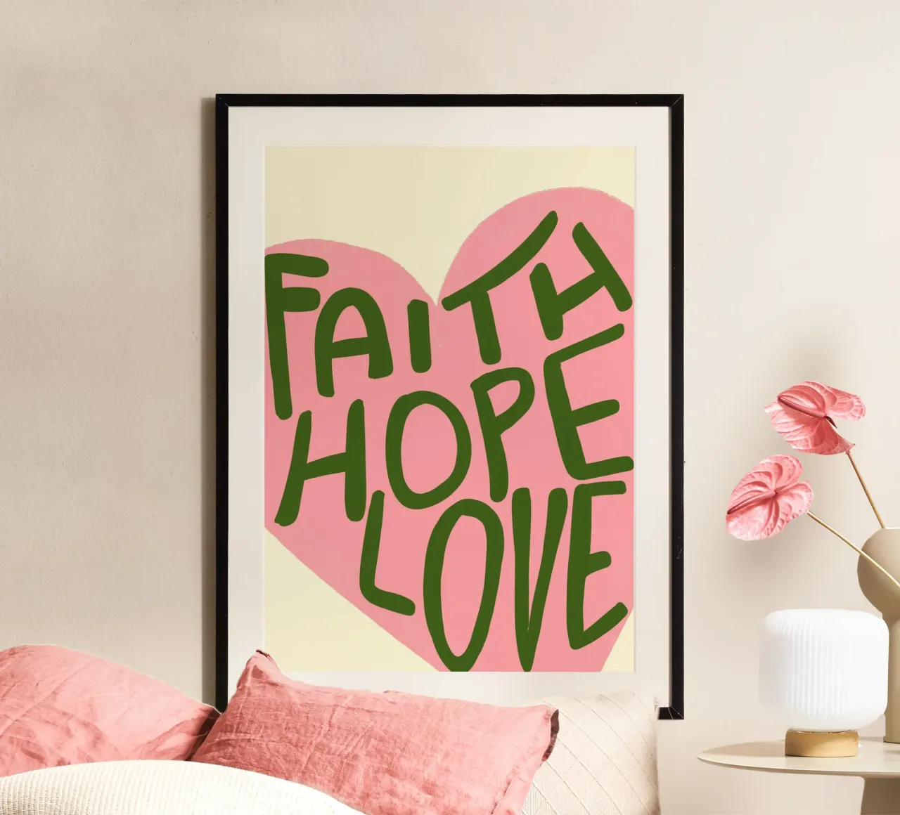 Glaube Hoffnung Liebe, Moderne Christliche Herz Kunst Poster von vintagepod
