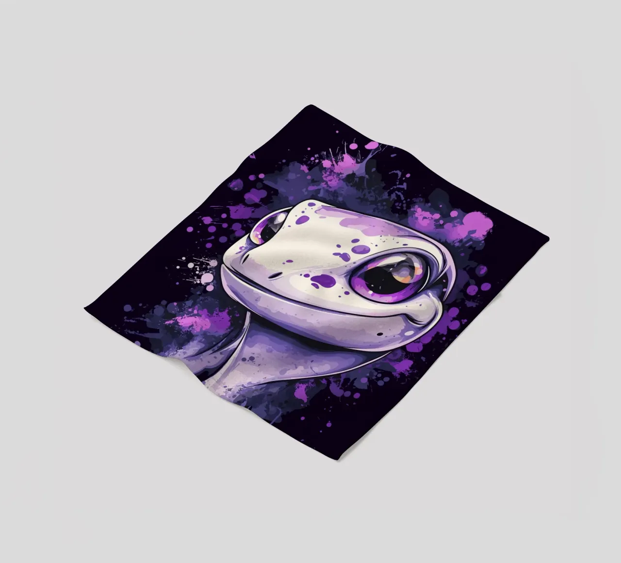 Geco sorridente in look splash viola coperta in pile da pixelbull - medieval art and more