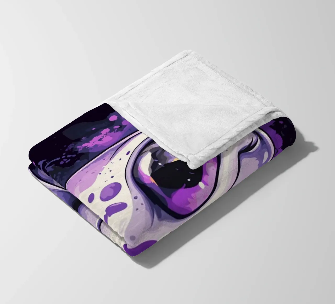 Geco sorridente in look splash viola coperta in pile da pixelbull - medieval art and more