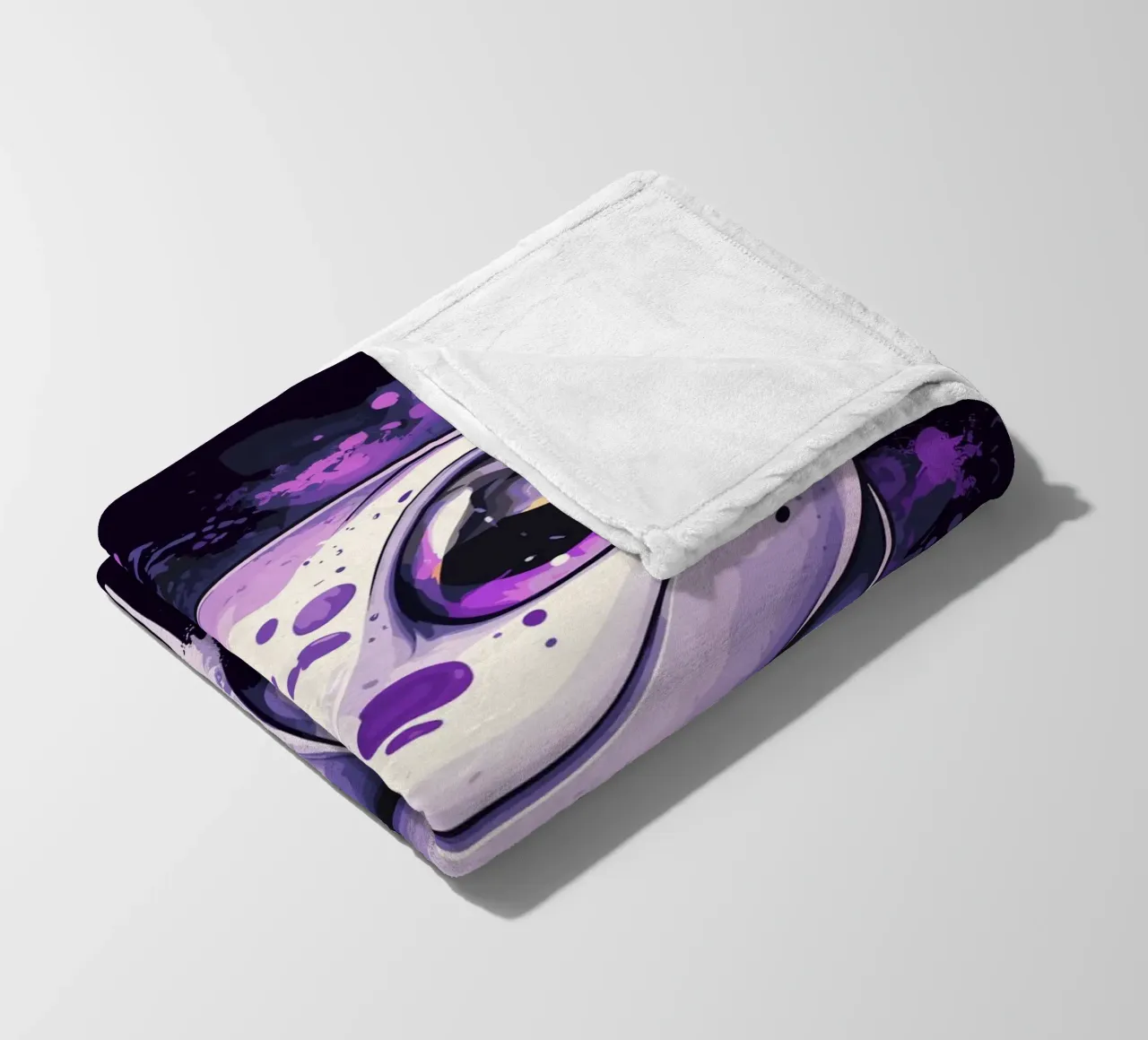 Geco sorridente in look splash viola coperta in pile da pixelbull - medieval art and more