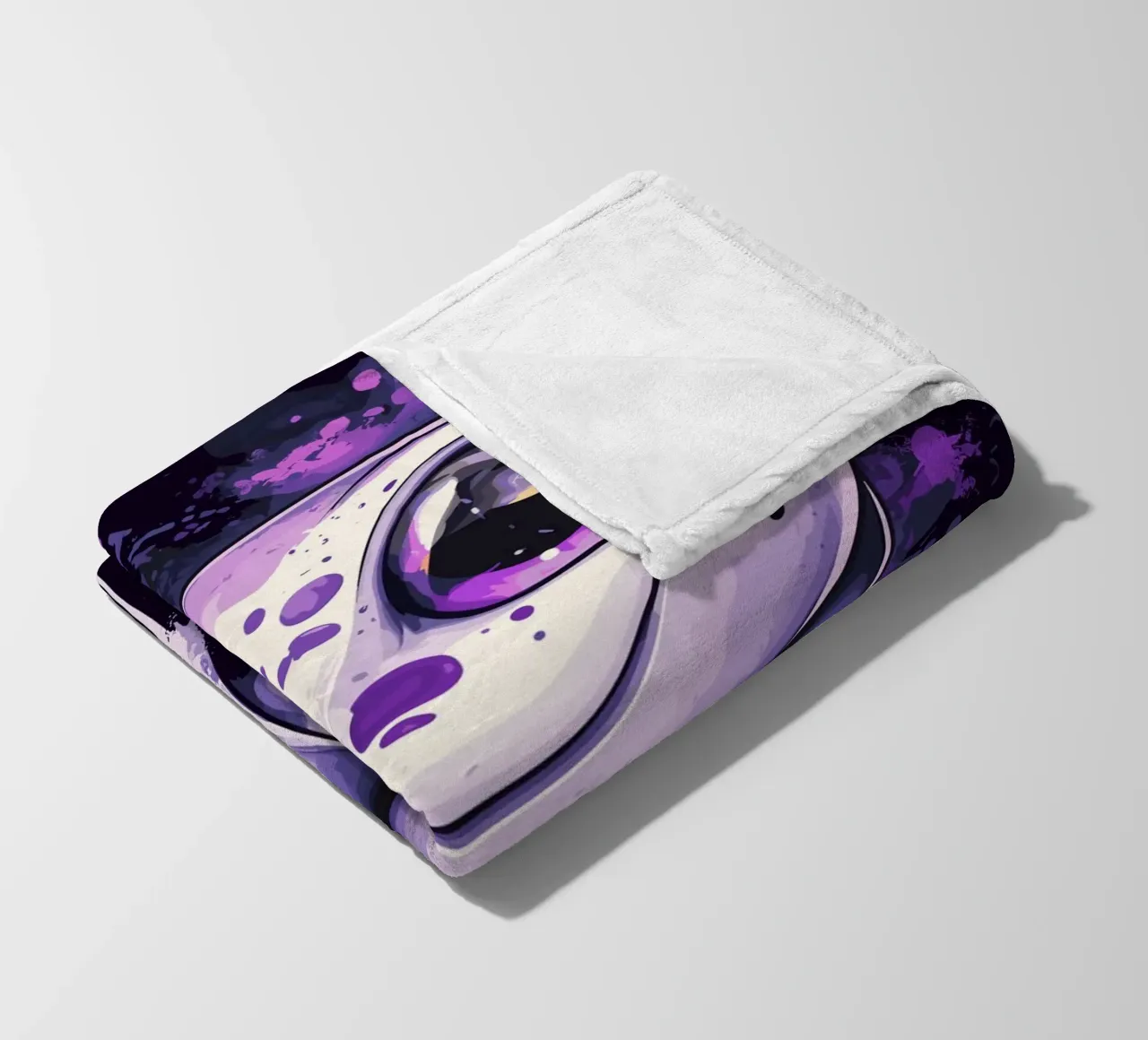 Geco sorridente in look splash viola coperta in pile da pixelbull - medieval art and more