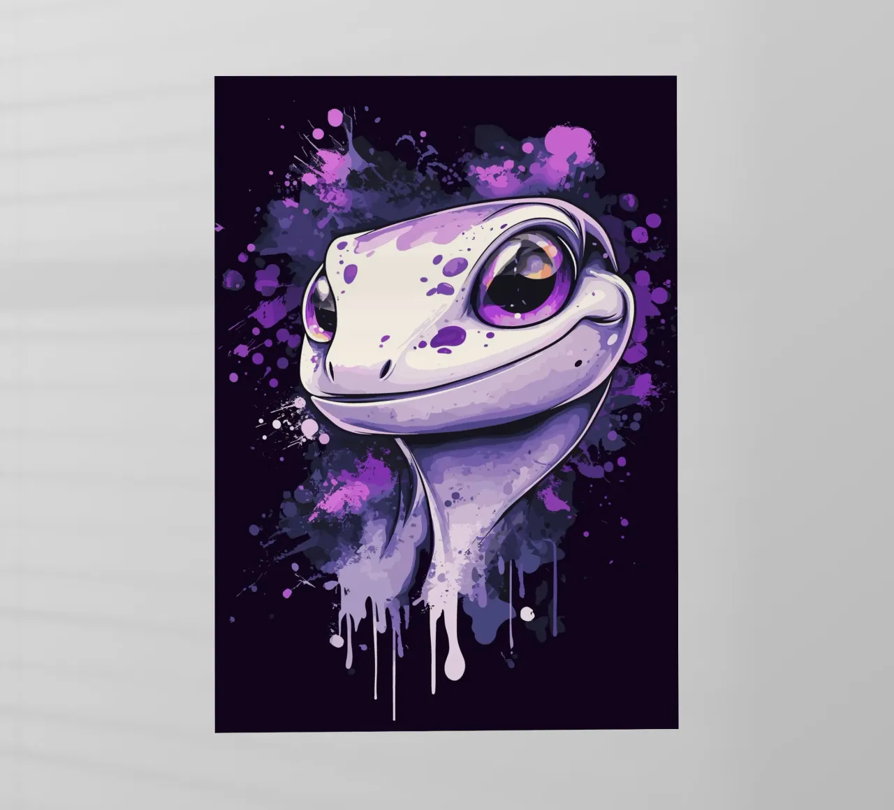 Geco sorridente in look splash viola pellicola backlit da pixelbull - medieval art and more