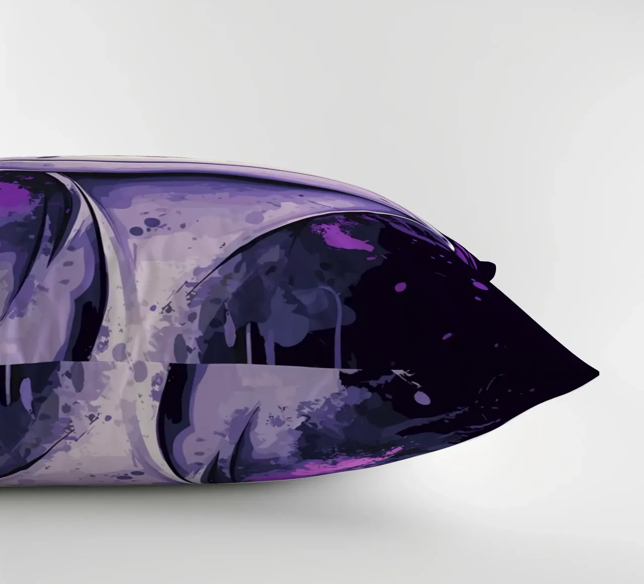 Geco sorridente in look splash viola cuscino da pixelbull - medieval art and more