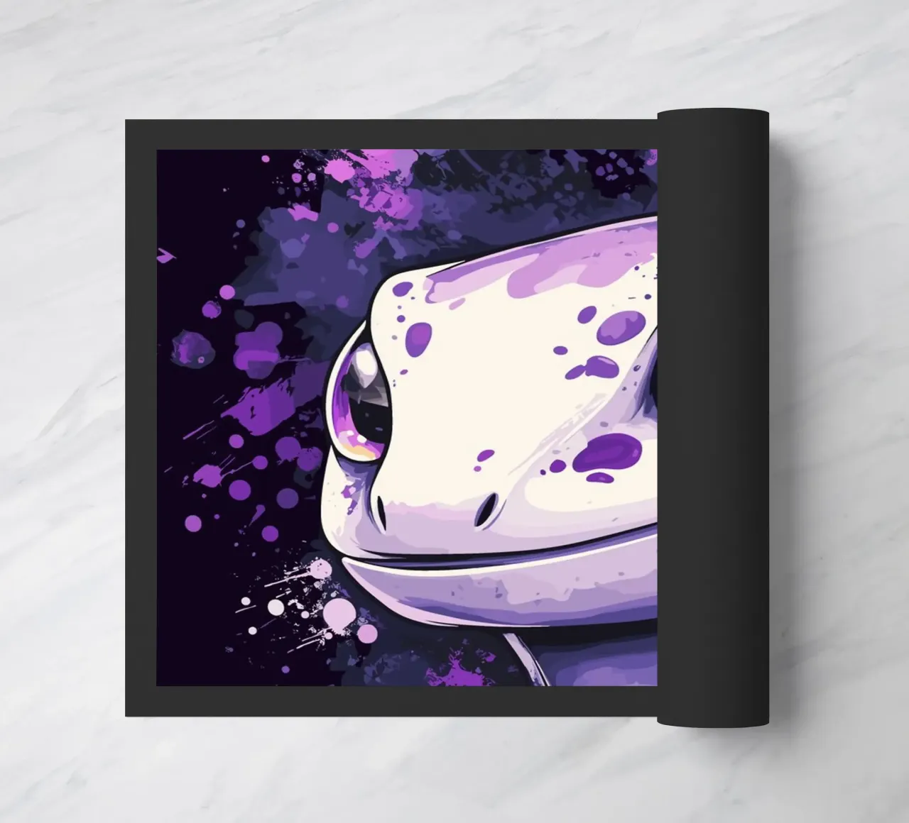 Geco sorridente in look splash viola zerbino da pixelbull - medieval art and more