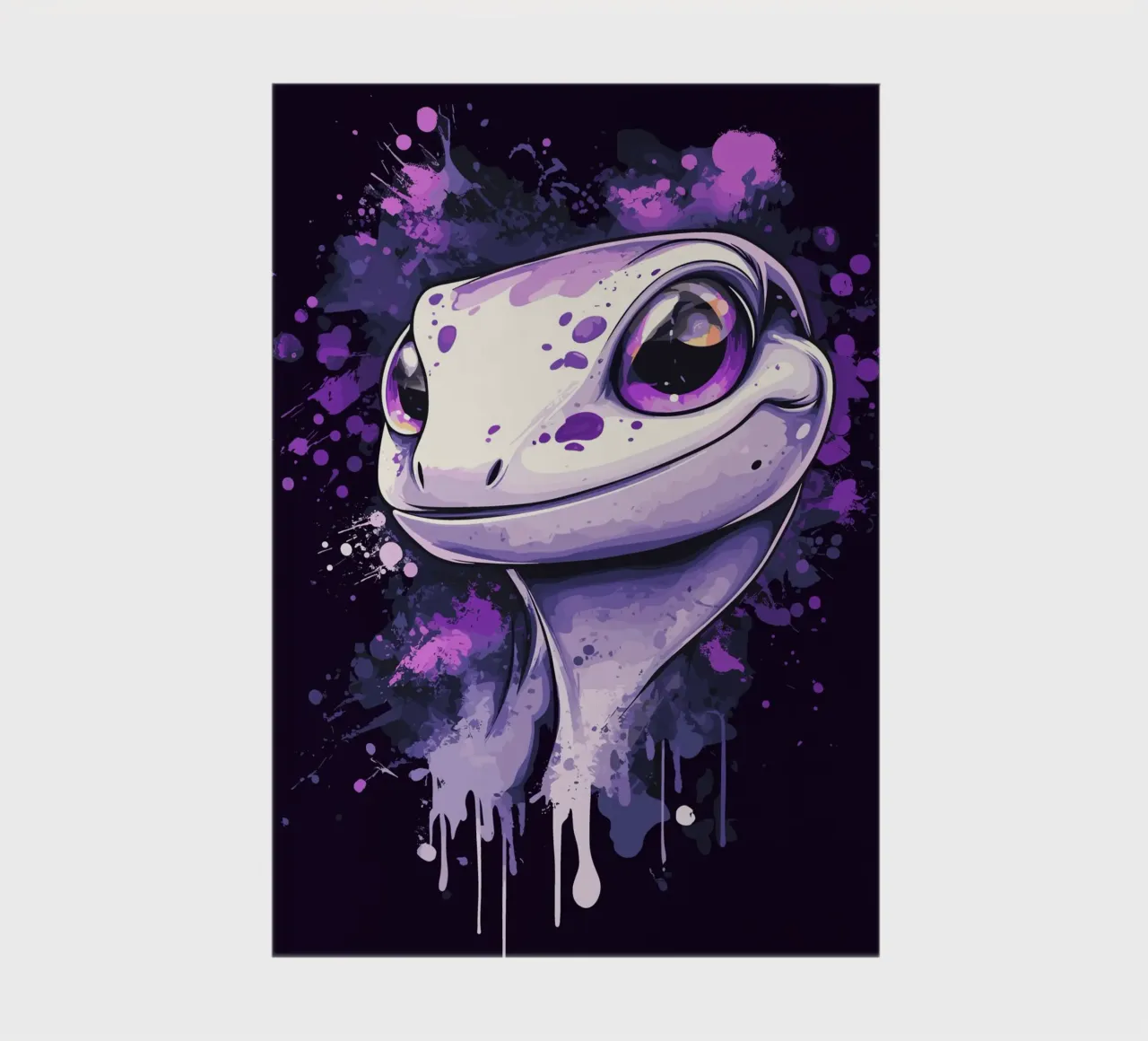 Smiling gecko in purple splash look notebook by pixelbull - medieval art and more
