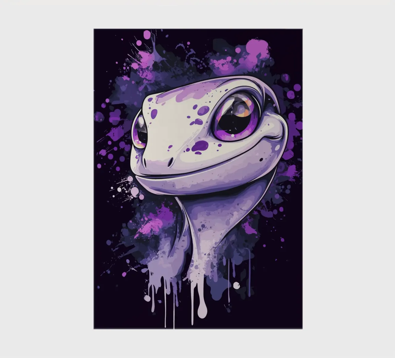 Smiling gecko in purple splash look notebook by pixelbull - medieval art and more
