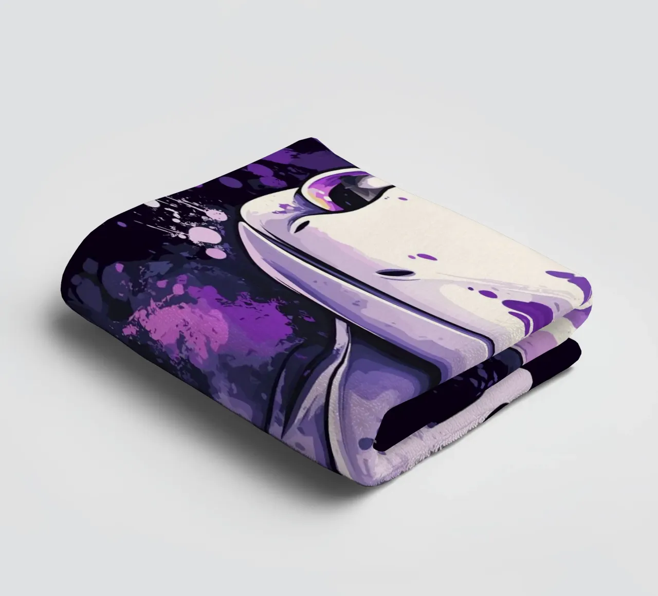Geco sorridente in look splash viola asciugamano da bagno da pixelbull - medieval art and more