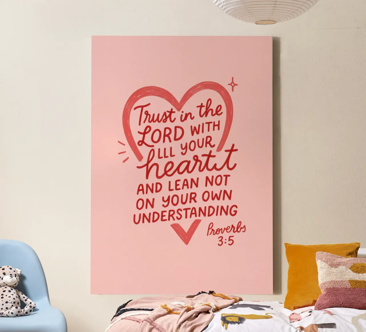 Proverbi 3:5 Arte cristiana, Rosa Fiducia nel Signore tela con Cornice a cassetta da vintagepod