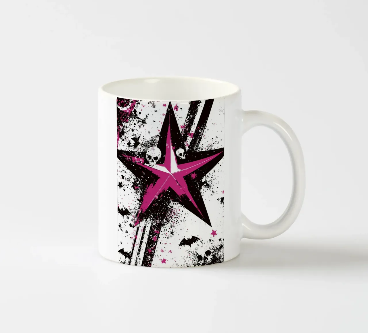 Stella con teschi in stile punk tazza in ceramica da pixelbull - medieval art and more