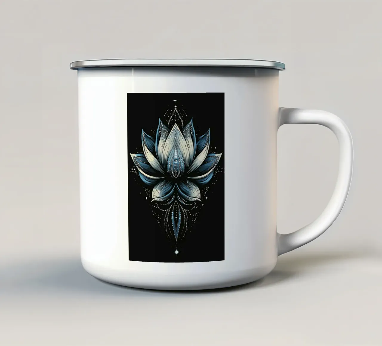 Magico fiore di loto blu tazza in smalto da pixelbull - medieval art and more