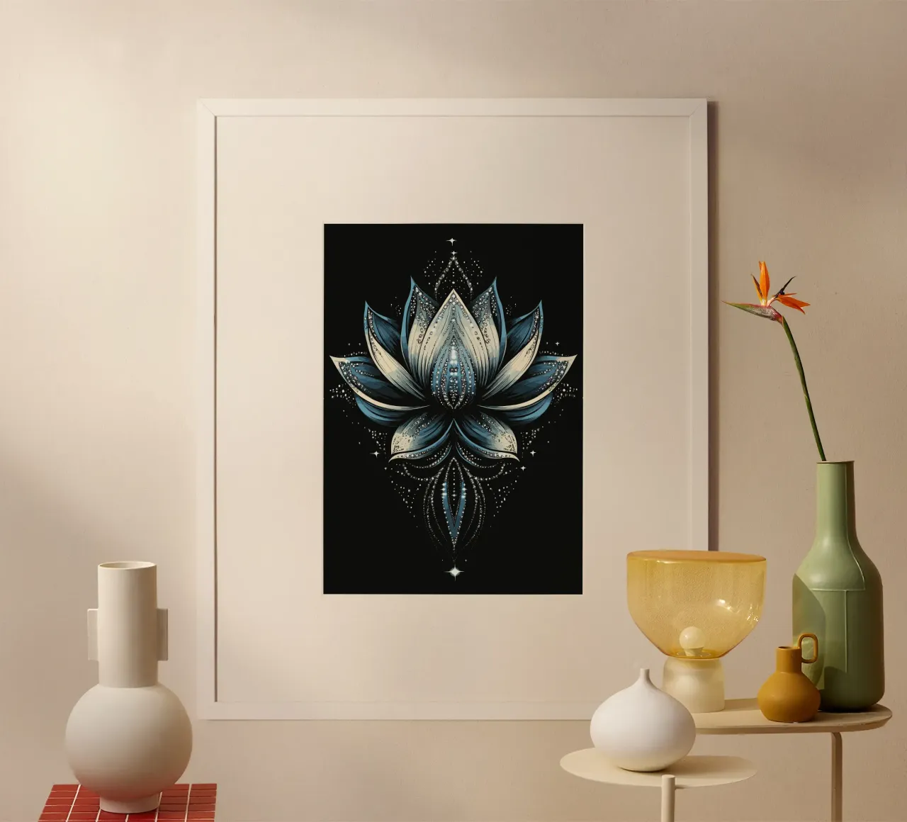 Magico fiore di loto blu poster da pixelbull - medieval art and more