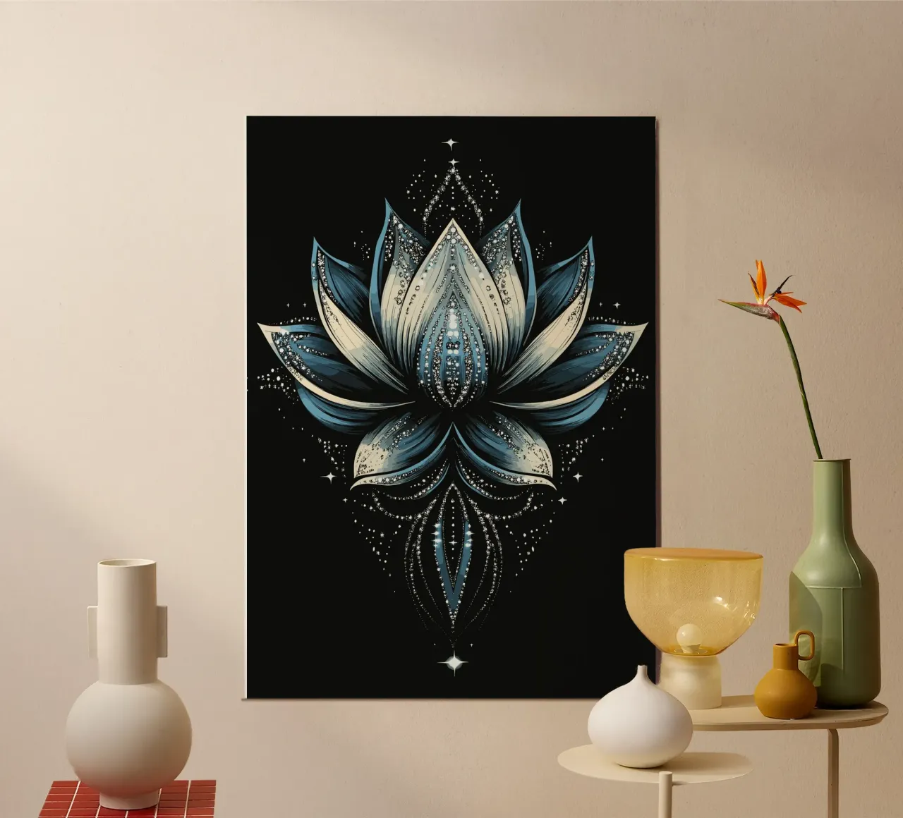 Magico fiore di loto blu poster da pixelbull - medieval art and more