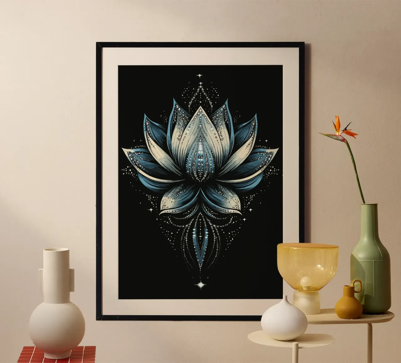 Magico fiore di loto blu poster da pixelbull - medieval art and more