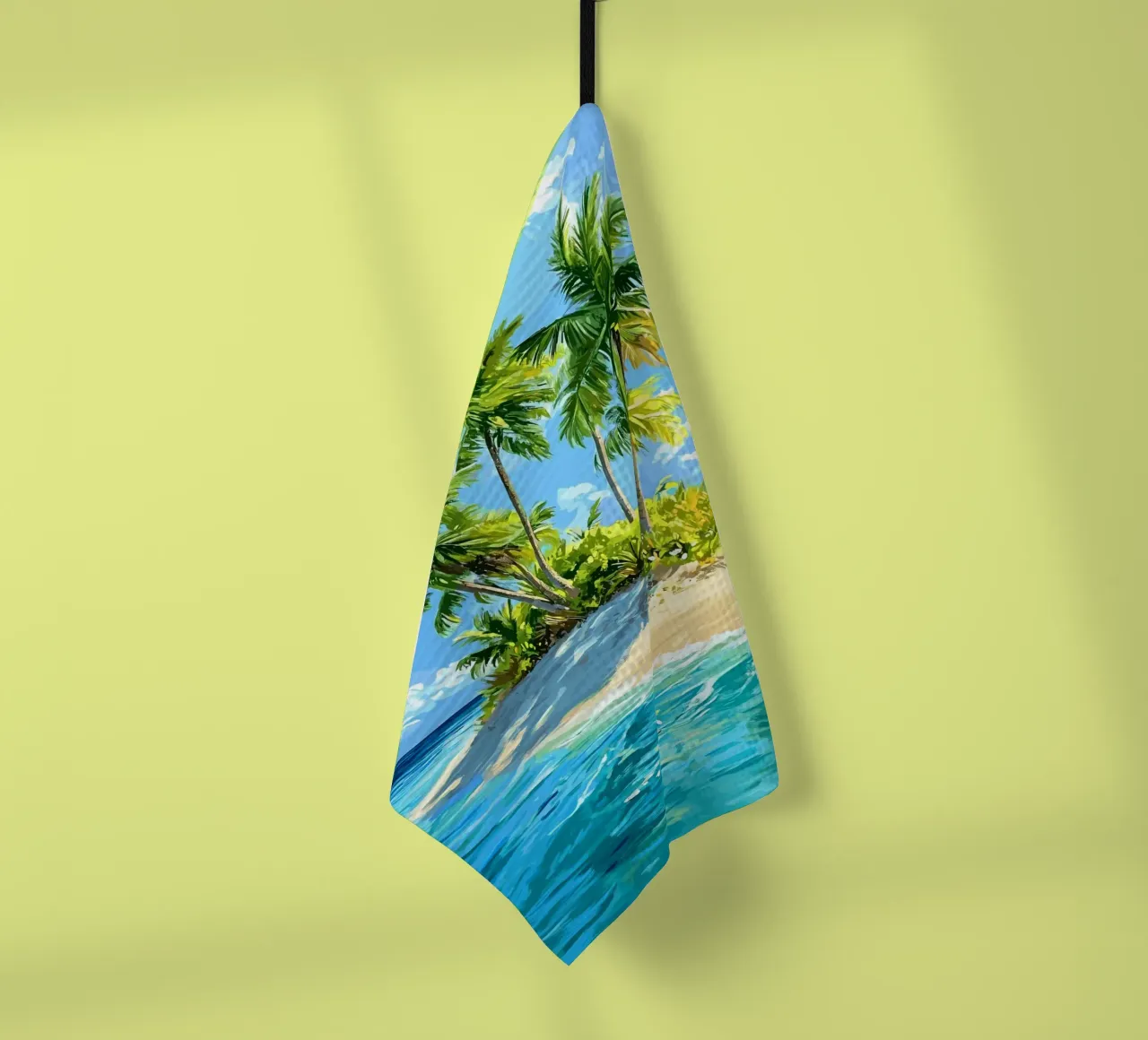 Île tropicale avec palmiers dans l'océan torchon de pixelbull - medieval art and more