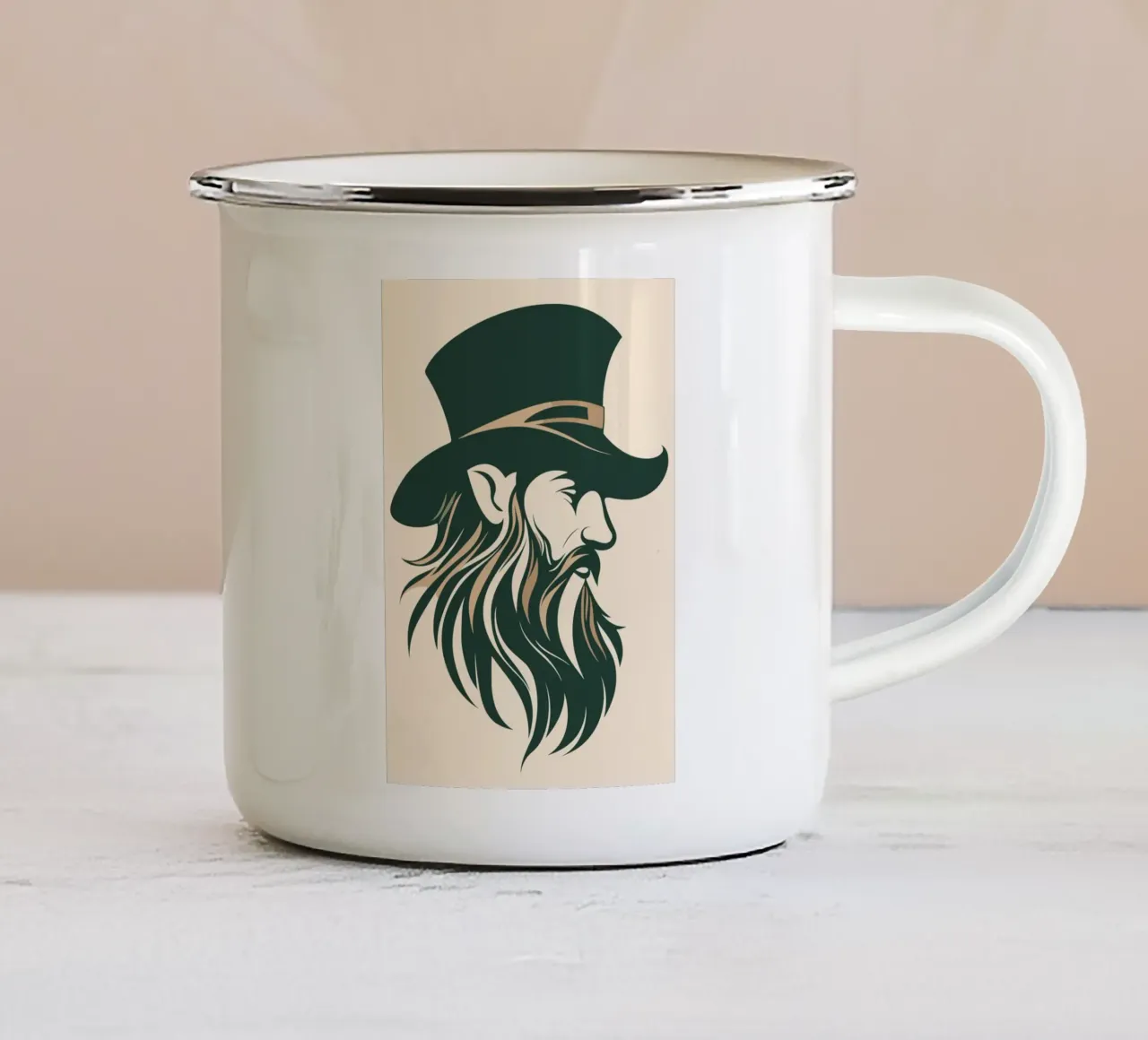 Uomo barbuto e mistico in stile retrò tazza in smalto da pixelbull - medieval art and more