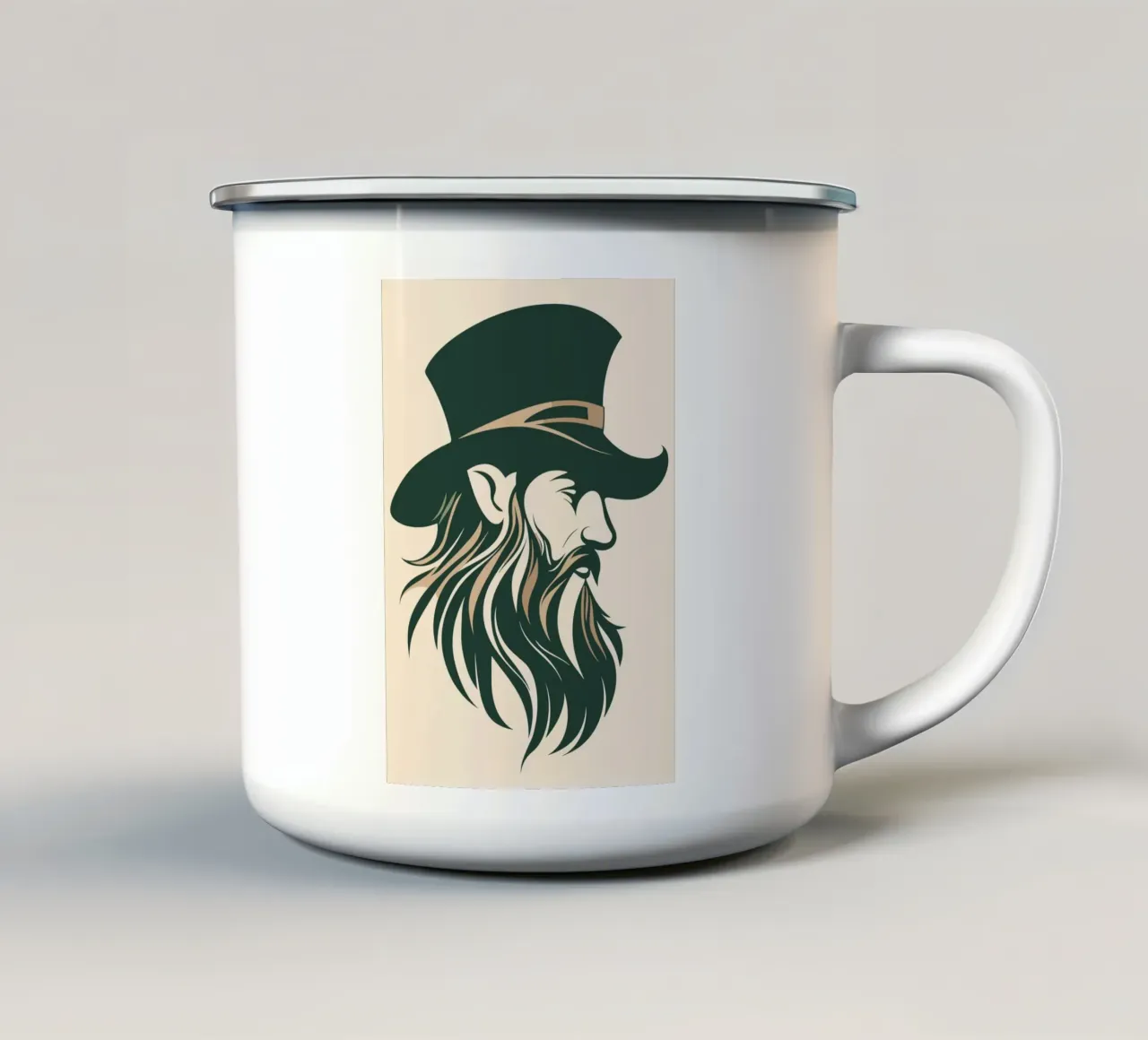 Uomo barbuto e mistico in stile retrò tazza in smalto da pixelbull - medieval art and more