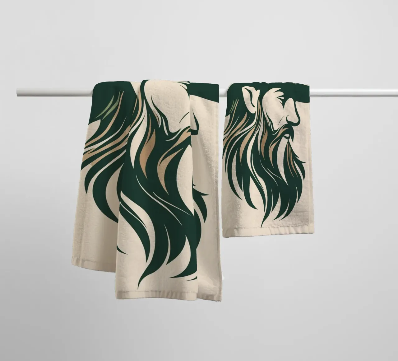 Mystical bearded man in retro style towel by pixelbull - medieval art and more
