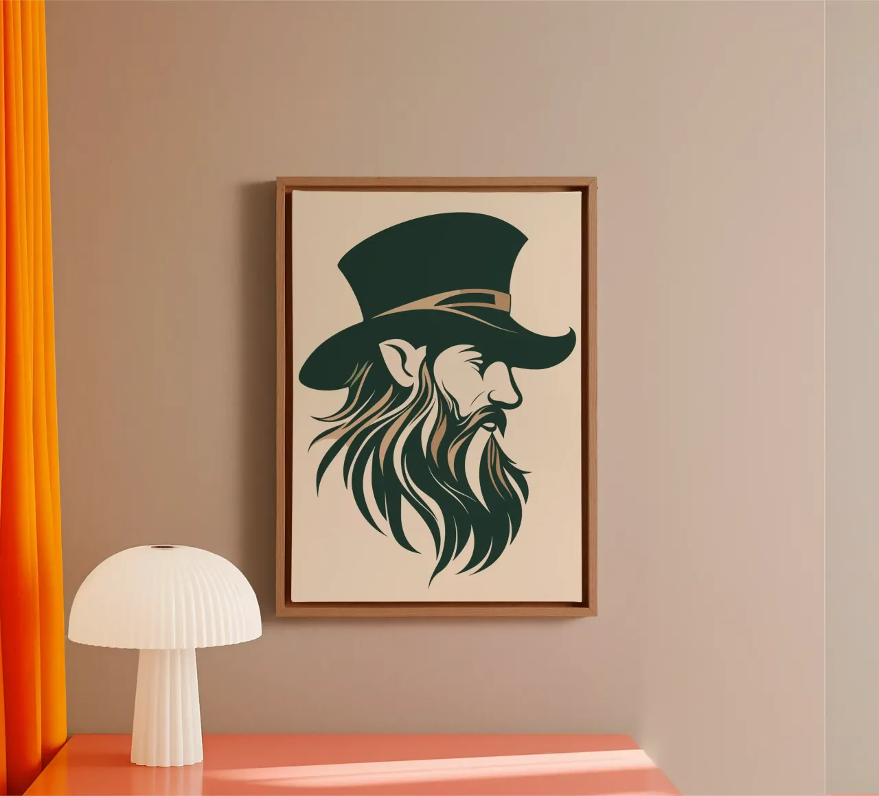 Mystieke man met baard in retrostijl canvas met Baklijst van pixelbull - medieval art and more