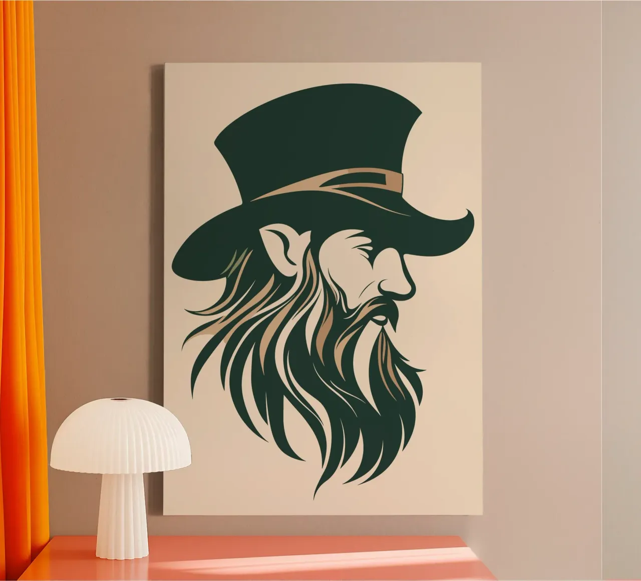 Mystieke man met baard in retrostijl canvas met Baklijst van pixelbull - medieval art and more