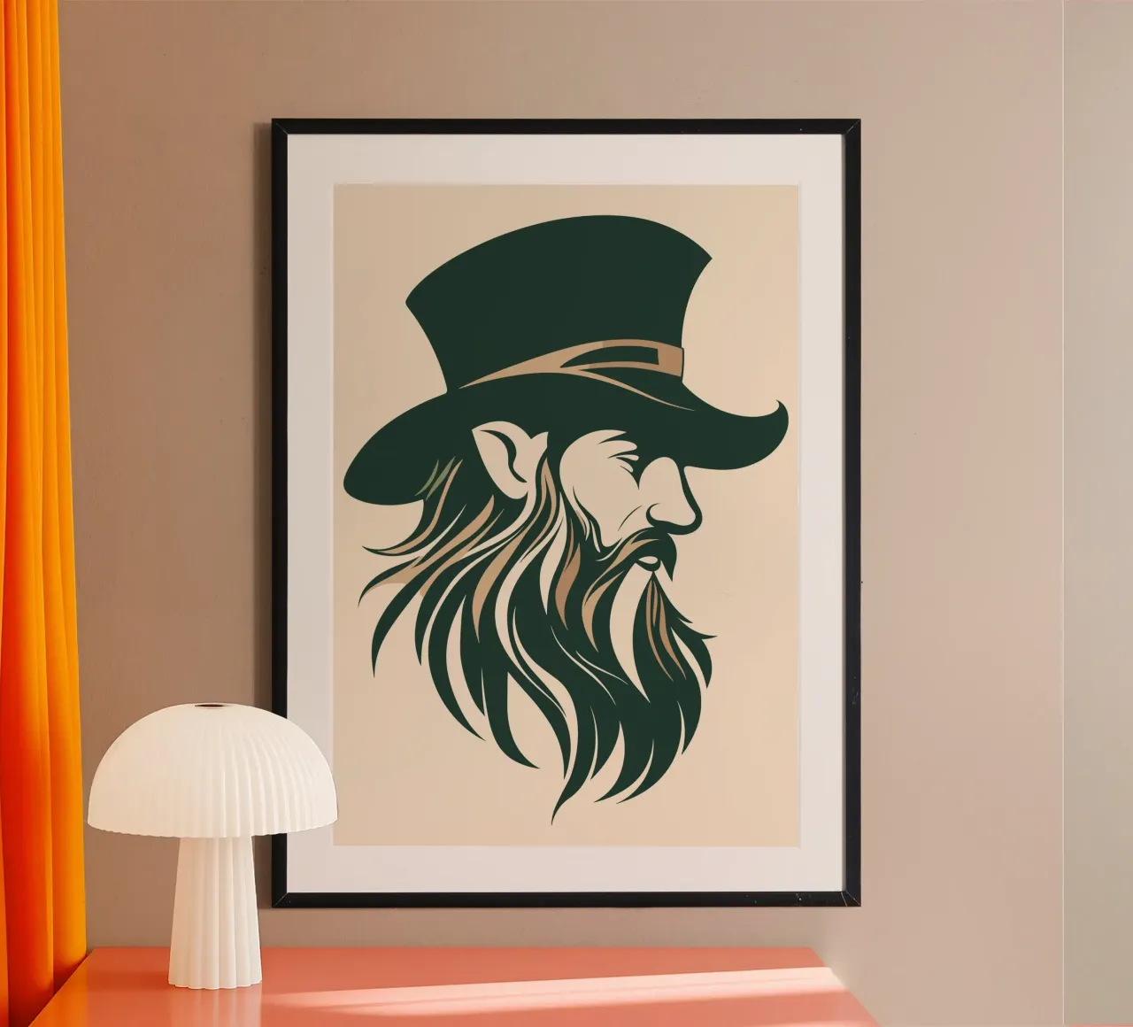 Uomo barbuto e mistico in stile retrò poster con telaio in plastica da pixelbull - medieval art and more