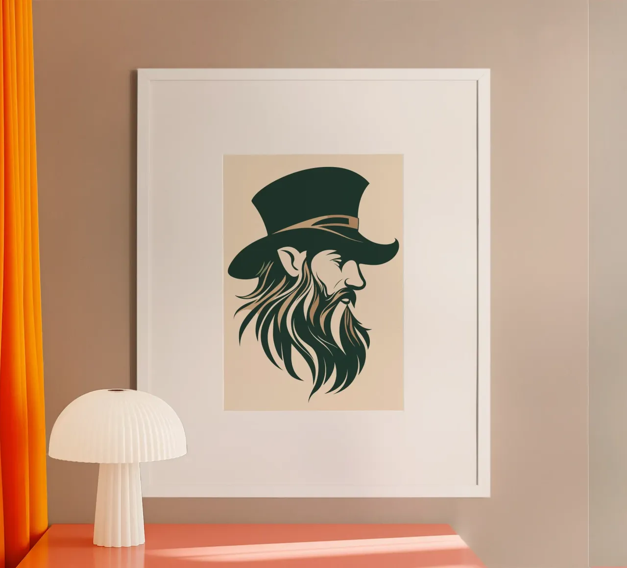 Uomo barbuto e mistico in stile retrò poster con telaio in plastica da pixelbull - medieval art and more