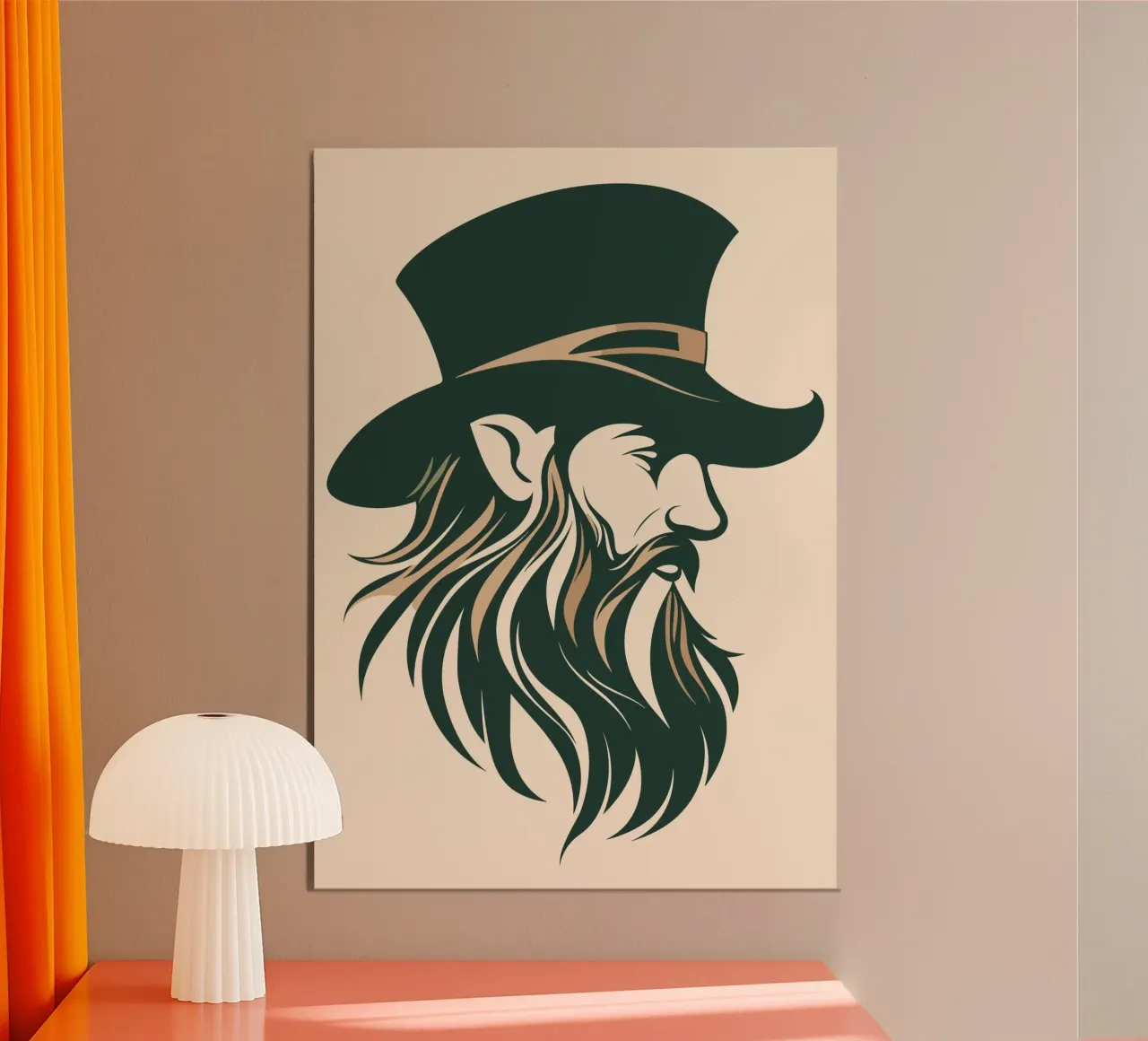 Uomo barbuto e mistico in stile retrò poster con telaio in plastica da pixelbull - medieval art and more