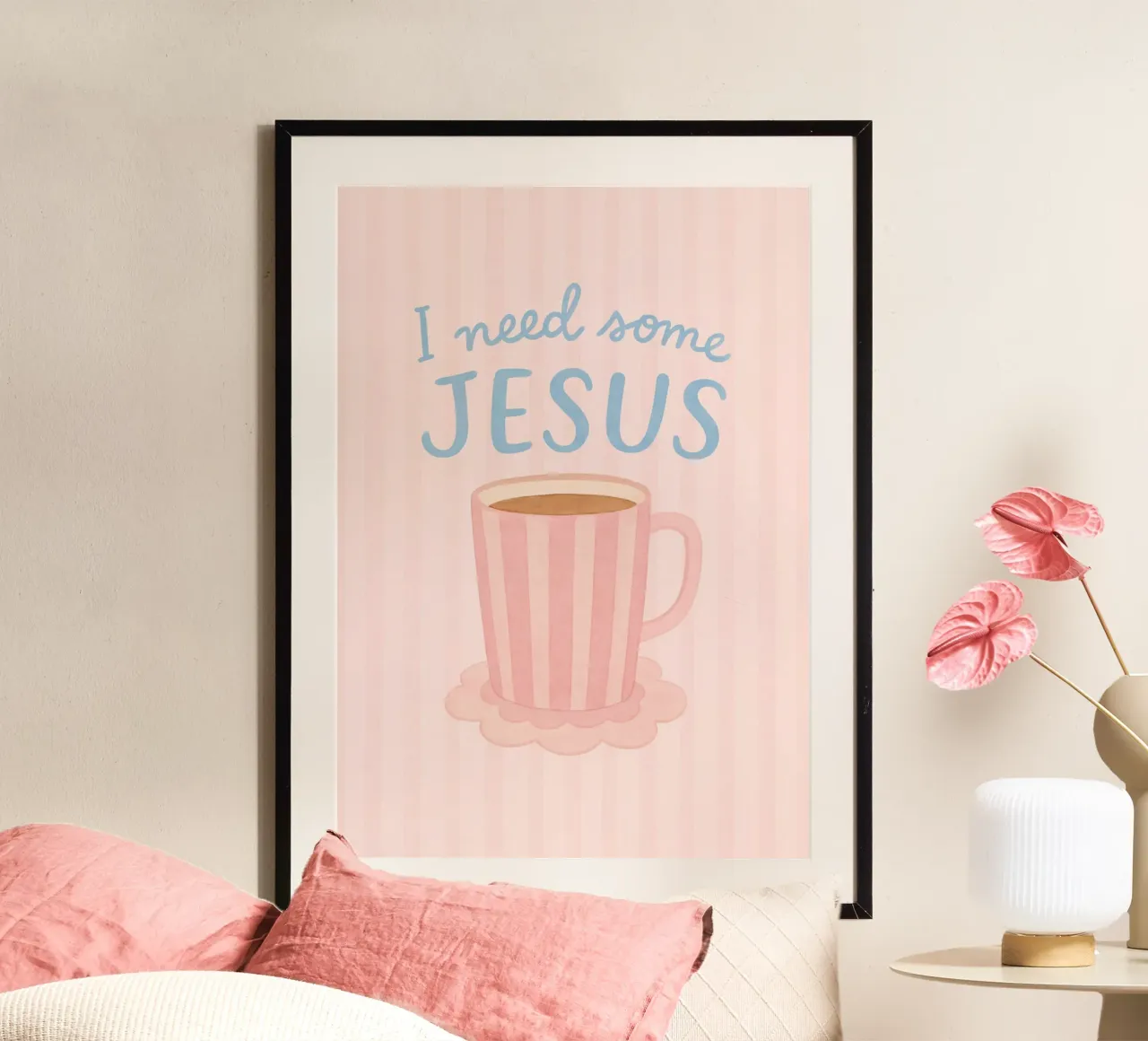 Tazza da caffè "I Need Some Jesus", arte spirituale poster da vintagepod