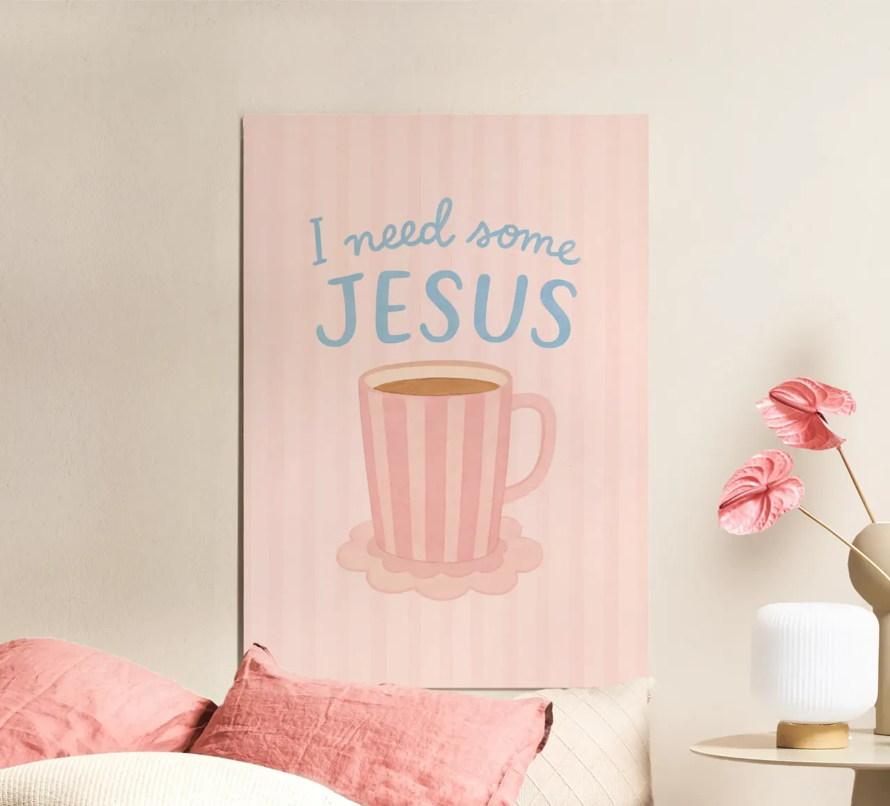 Tazza da caffè "I Need Some Jesus", arte spirituale poster da vintagepod