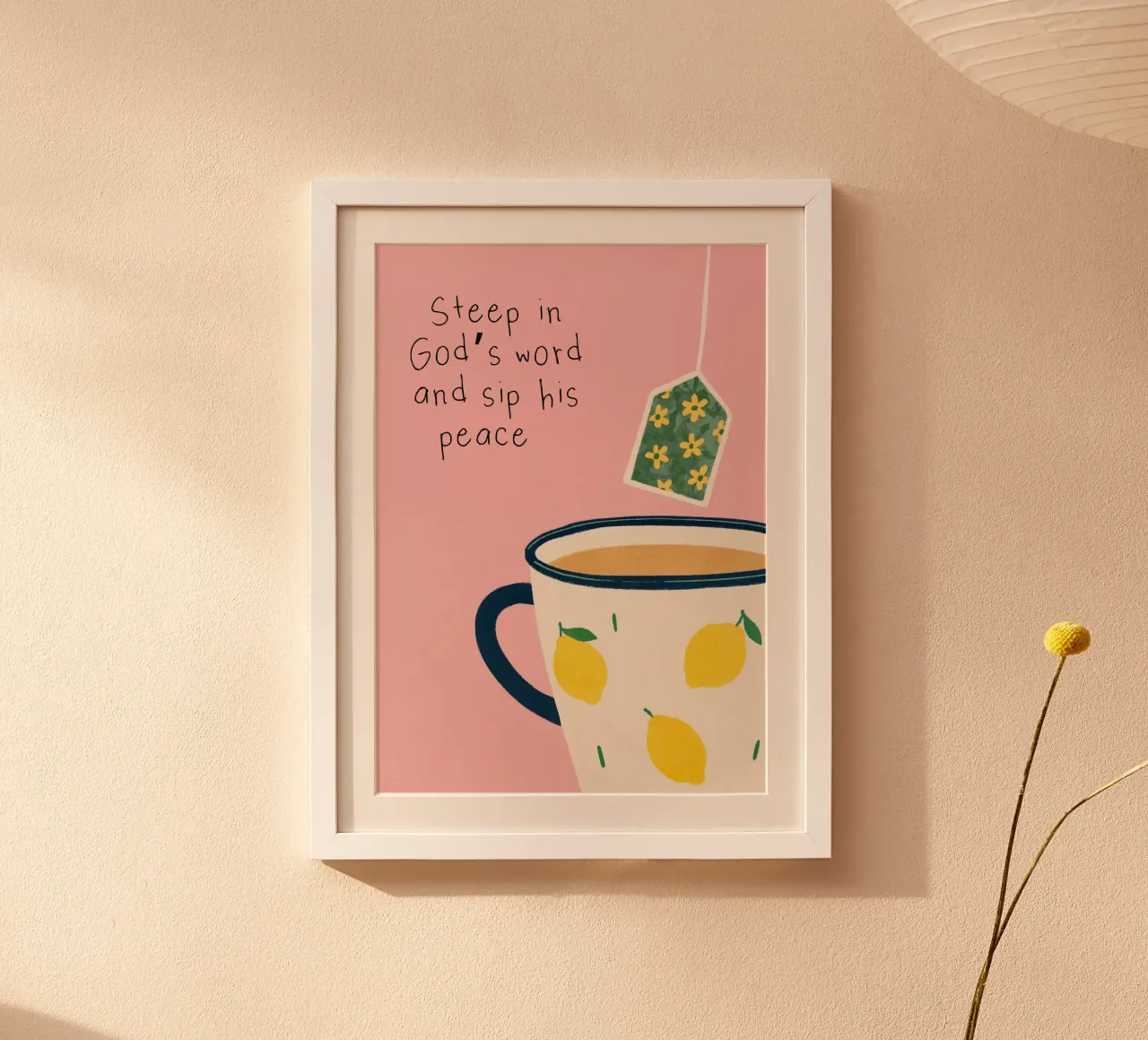 Steep in God's Word, Tea Time Christian Art Poster mit Aluminium Rahmen von vintagepod