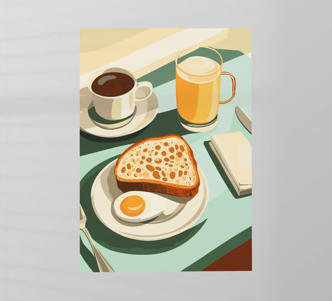 Colazione con caffè e pane pellicola backlit da pixelbull - medieval art and more