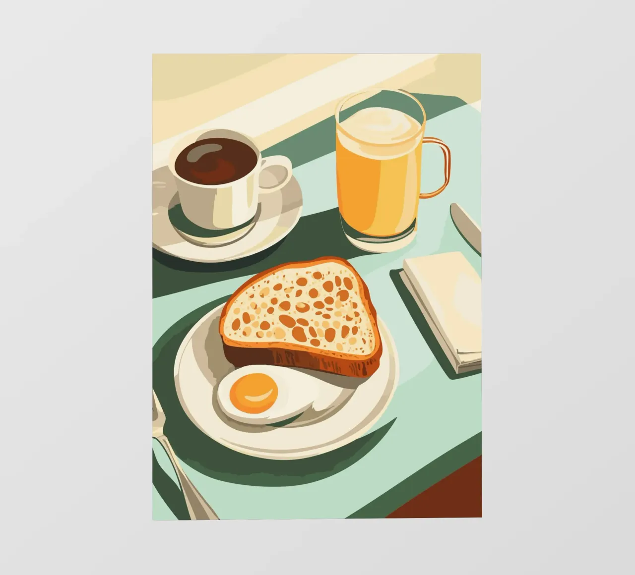 Colazione con caffè e pane pellicola backlit da pixelbull - medieval art and more