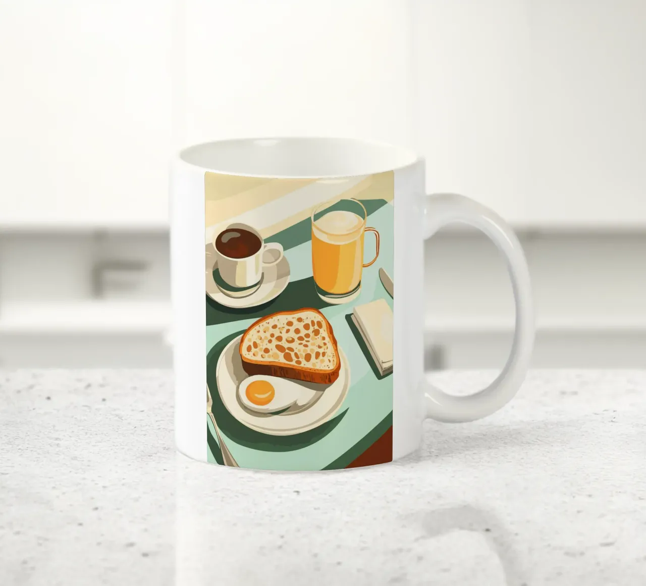 Colazione con caffè e pane tazza in ceramica da pixelbull - medieval art and more