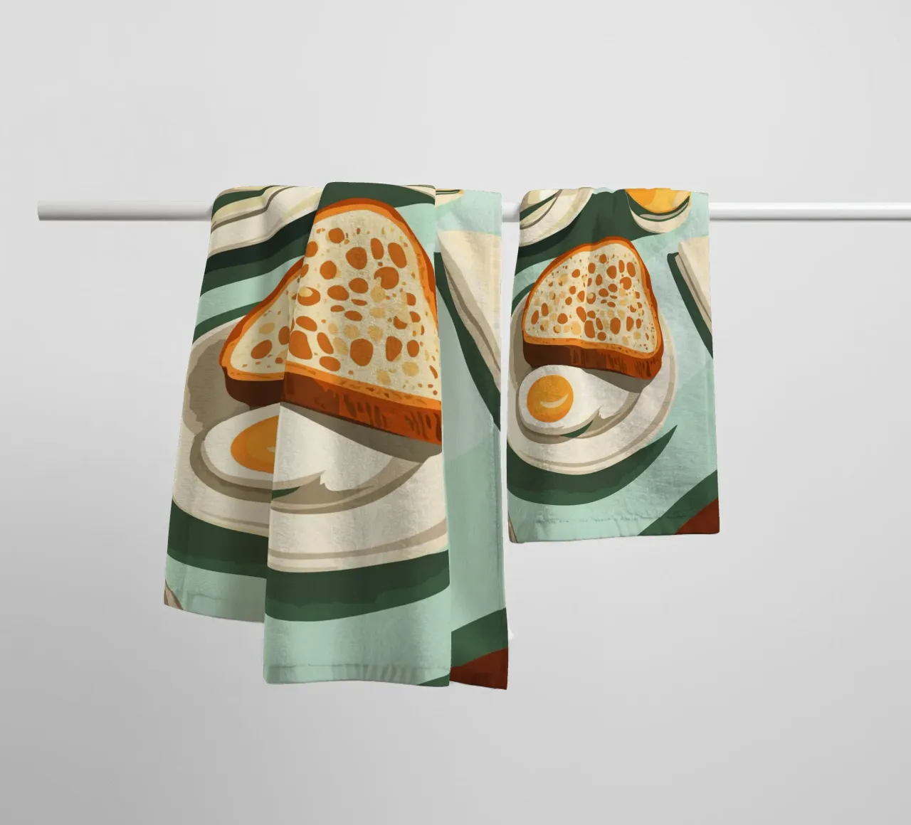 Colazione con caffè e pane asciugamano da bagno da pixelbull - medieval art and more