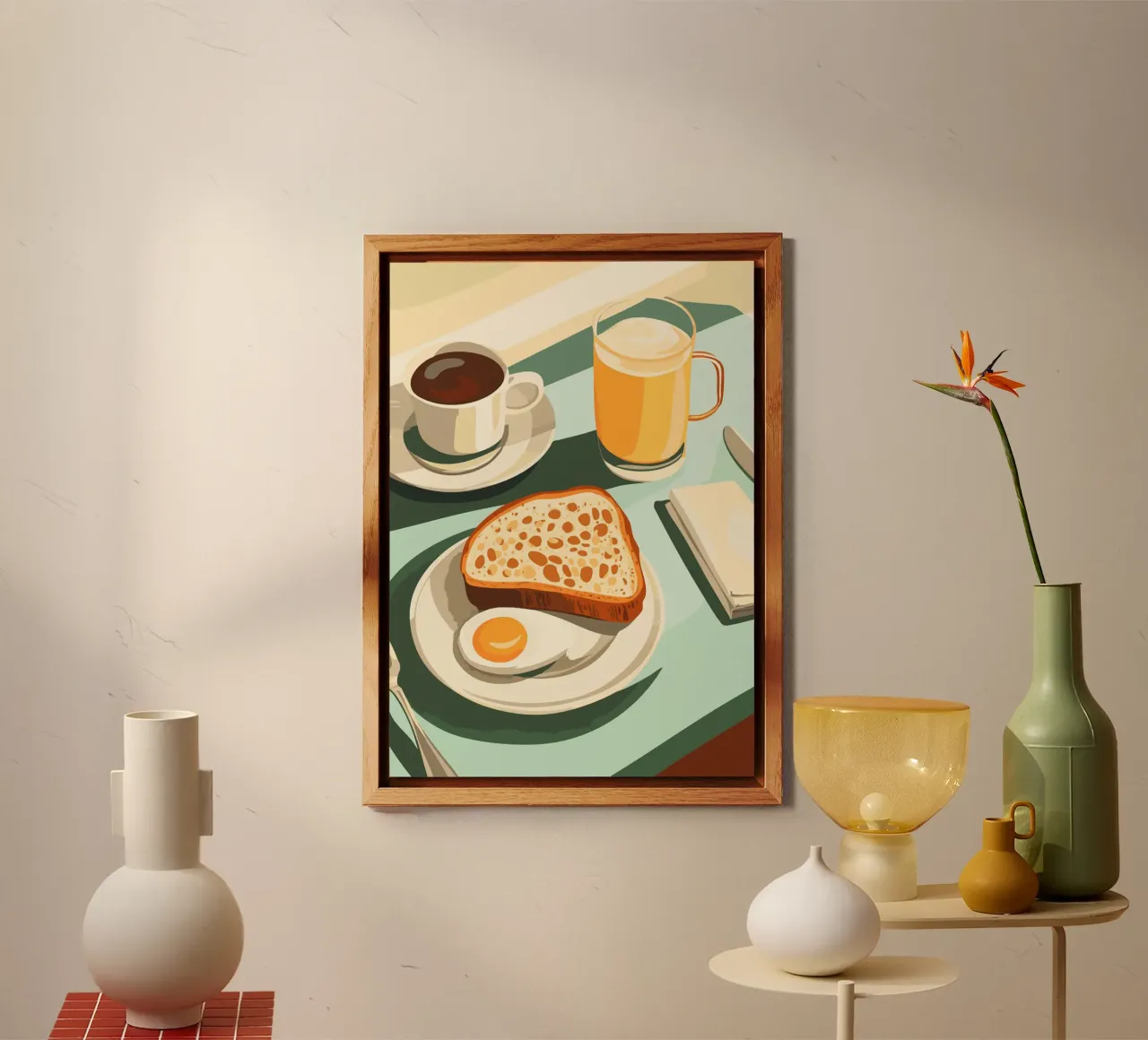 Colazione con caffè e pane alluminio dibond da pixelbull - medieval art and more