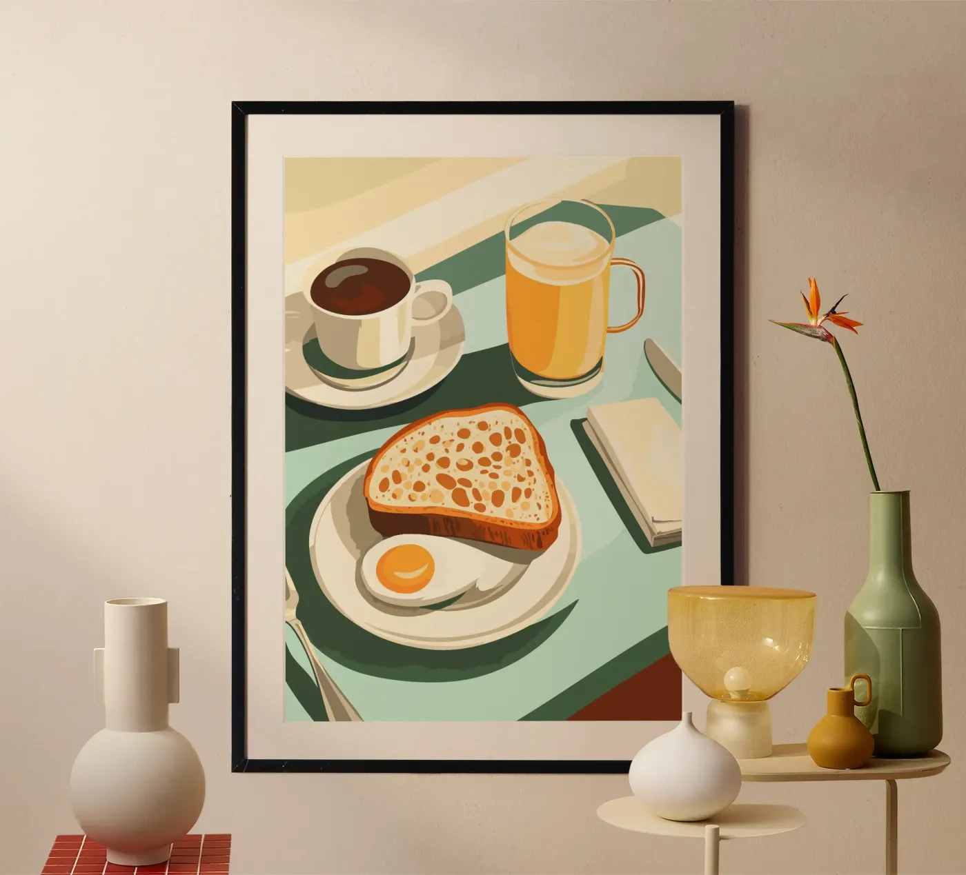 Colazione con caffè e pane poster da pixelbull - medieval art and more